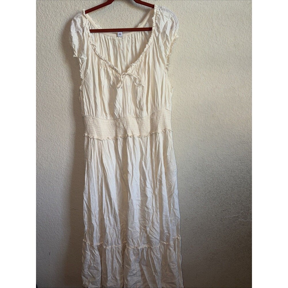 Milkmaid Babydoll Dress Smock Swiss Dot Tiered Puff Cottage Prairie 2X Peasant